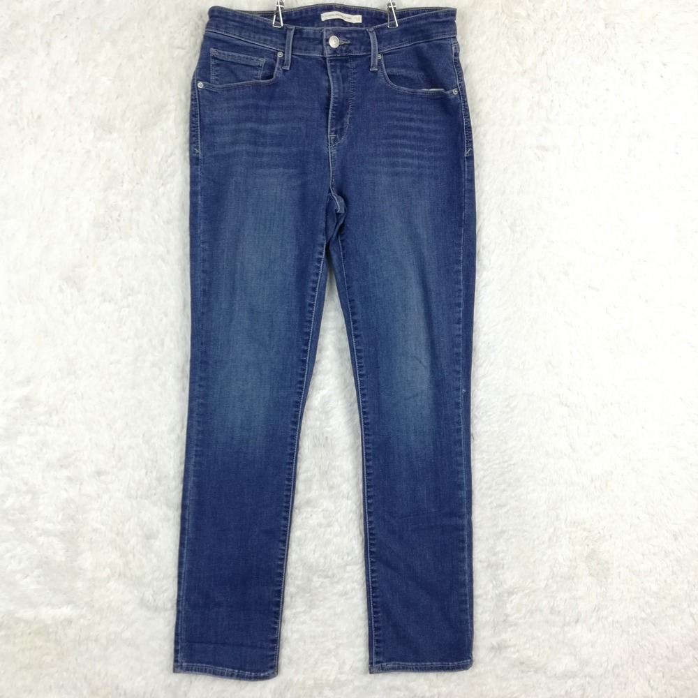 Levi's Womens Jeans Classic Mid Rise Skinny Blue Denim Medium Wash Whiskering 10